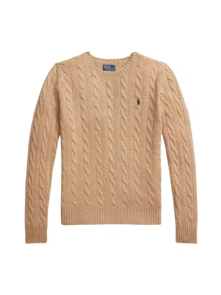 Polo Ralph Lauren Sweter z zawartością kaszmiru Kobiety Kaszmir beżowy jednolity S brązowy