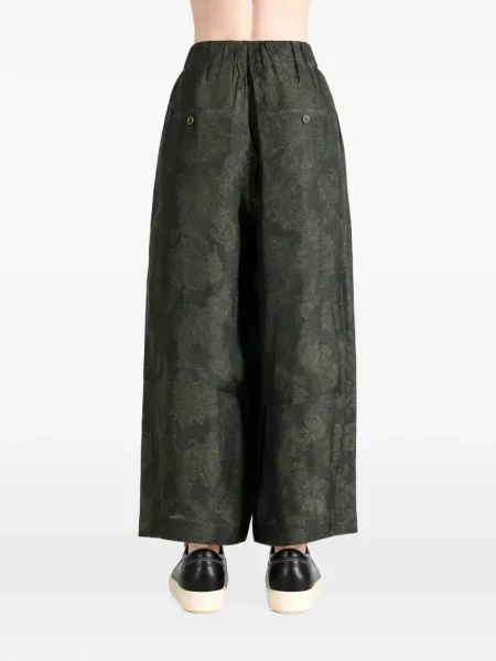 Pantaloni Uma Wang din jacard verde