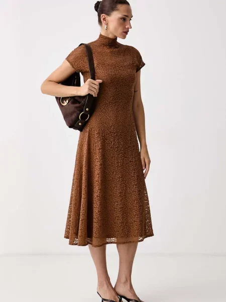 Marella rochie din dantelă MLSTESORO maro