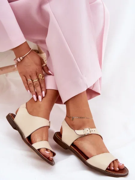 Kožené sandály Zazoo béžové