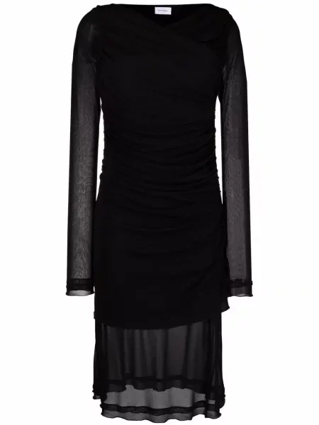 Rochie midi Ferragamo transparente până la genunchi de costum negru