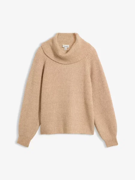 Sweter z miękkiej mieszanki wełny beżowy