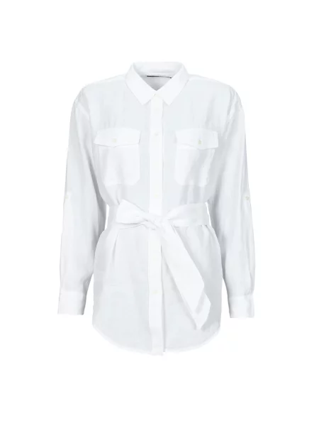 Dolgo bluza Lauren Ralph Lauren z dolgimi rokavi bela