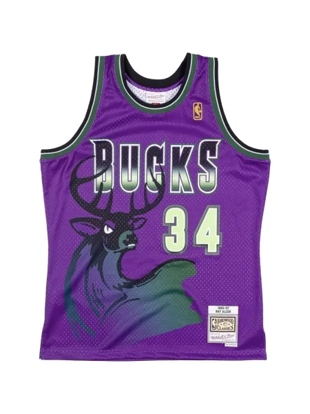 Cămașă Mitchell & Ness din jerseu violet