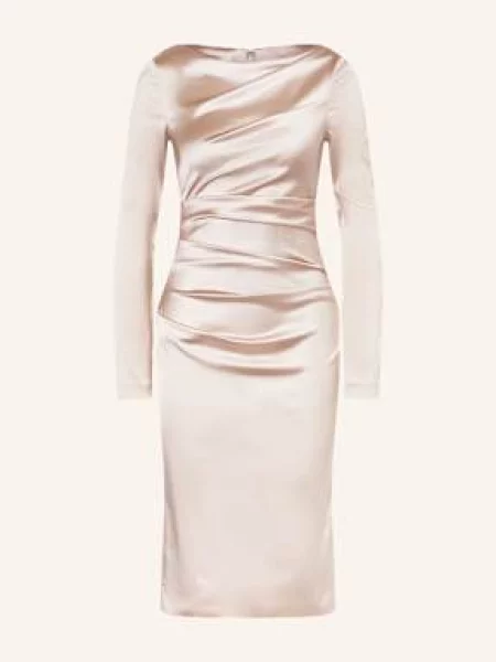 Talbot Runhof Sukienka Koktajlowa Z Satyny beige beżowa