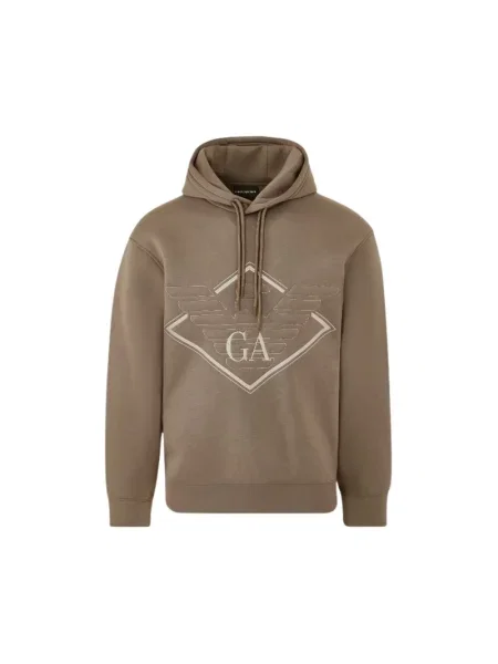 Bluza z kapturem Emporio Armani z kapturem beżowa