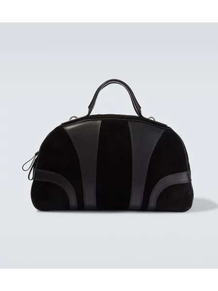 Geantă Dries Van Noten din piele de căprioară negru