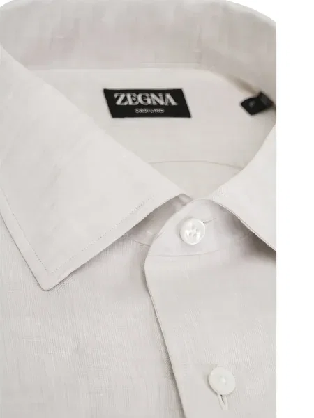 Lněná košile Zegna šedá