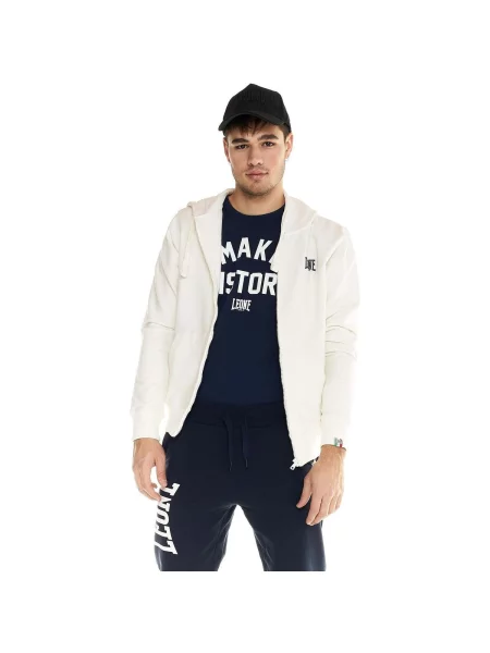 Mikina na zips Leone 1947 s autogramom biela
