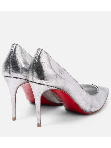Pantofi cu toc Christian Louboutin din piele argintiu