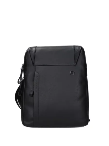 Geantă crossbody Piquadro din piele cu autograf negru