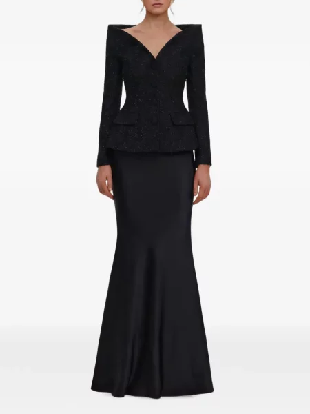 Rochie maxi Self-portrait din satin negru