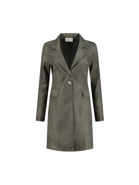 Lniany płaszcz Helena Hart jednorzędowy zielony