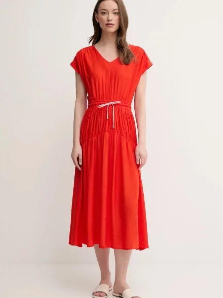 Сукня La Petite Française RAYAN midi розкльошена RAYAN помаранчевий