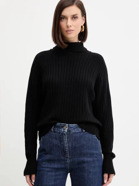 Simona Corsellini pulover de lână light cu guler negru