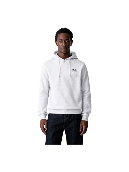 Bluza z kapturem A.p.c. z kapturem z logo szara