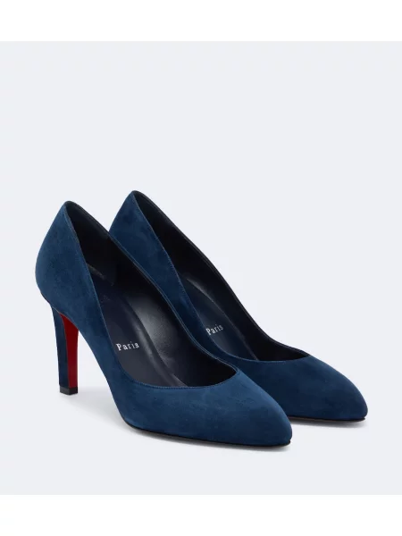 Pantofi cu toc Christian Louboutin din piele de căprioară albastru