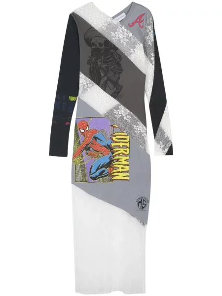 Rochie tip cămașă Marine Serre din dantelă gri