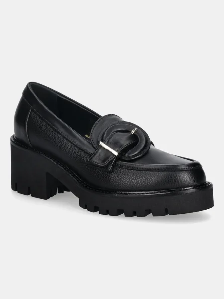 Kožené mokasíny Baldinini na platformě černá