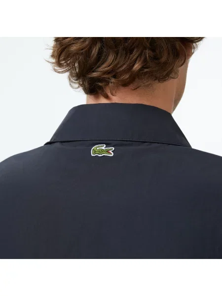 Lacoste Wodoodporna Kurtka Z Teksturowanej Tafty czarny