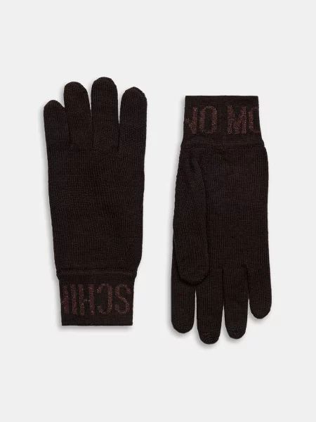 Moschino mănuși pentru femei cu lână maro