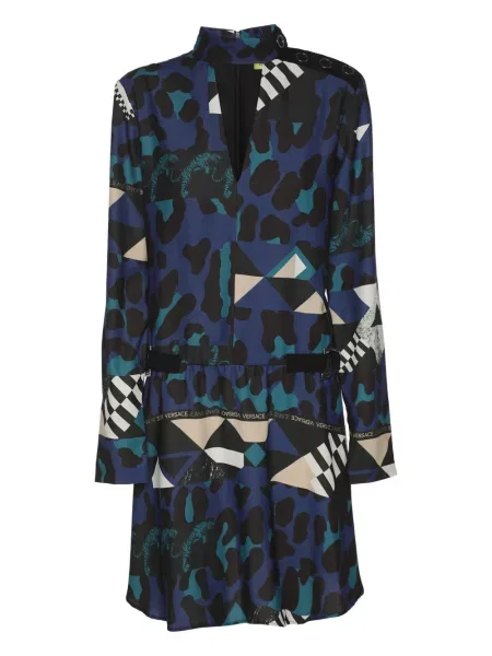 Mała mały sukienka jeansowa Versace Jeans Couture garniturowa niebieska