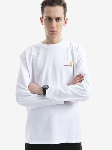 Tričko s dlouhým rukávem Carhartt WIP Longsleeve American Script T-Shirt bílá