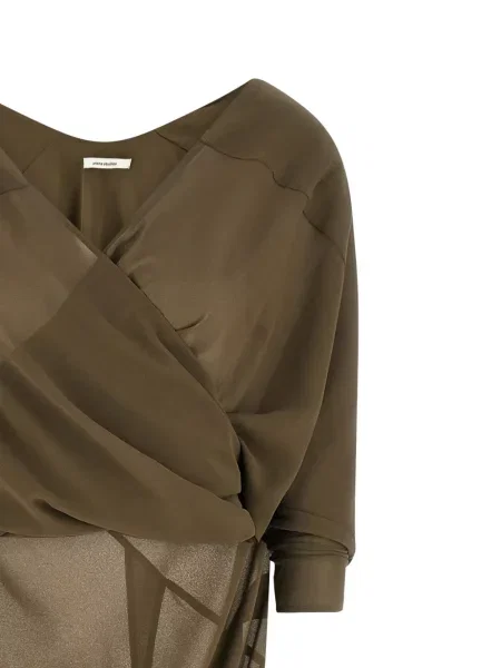 Rochie Entire Studios cu decolteu în V asimetrică de costum verde