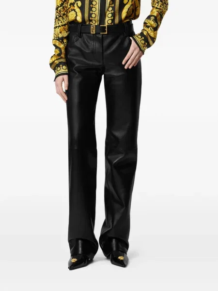 Pantaloni Versace din piele negru