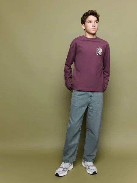 Koszulka z nadrukiem wiśniowy Dzieci lata MANGO KIDS