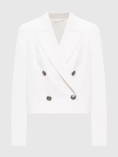 Двобортний жакет з ланцюжком моніль Brunello Cucinelli білий