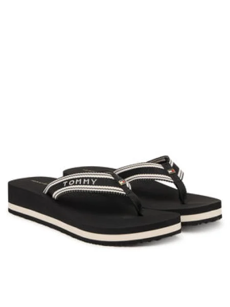 Pántos papucs Tommy Hilfiger nyomtatás fekete