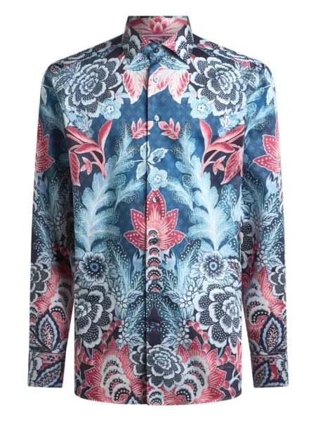 Cămașă Etro cu model floral cu imagine lungă albastru
