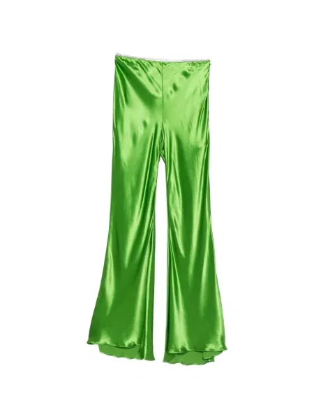 Pantaloni Erika Cavallini cu talie înaltă verde