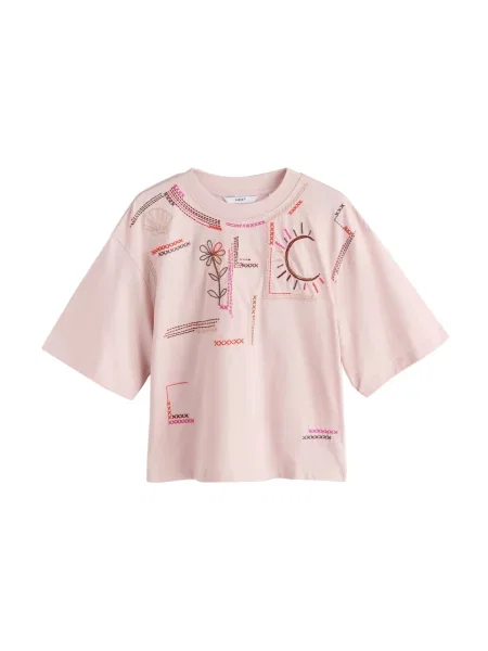 Next Tricou maro / portocaliu roz