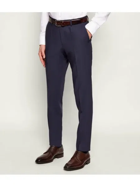 BOSS BLACK Pantaloni cu adaos de lână negru