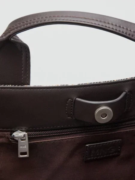 Torba tote w paski Mężczyzna uniwersalny MANGO MAN brązowy