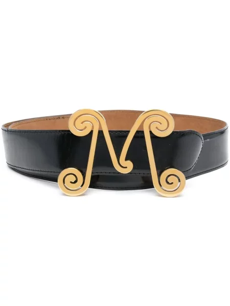 Pásek Moschino Pre-owned s přezkou s autogramem černý