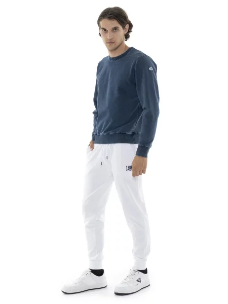 Leone Denim Bluzy z okrągłym dekoltem i wciąganym kołnierzem niebieska