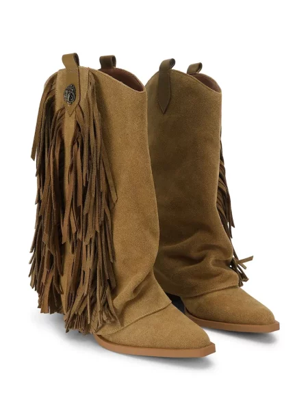 Kurt Geiger London cizme pentru femei din piele Albany Fringe Western maro
