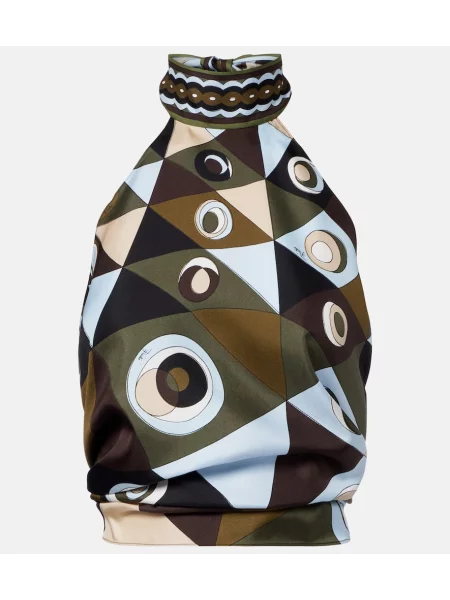 Top Pucci de mătase cu gât halter cu spatele deschis