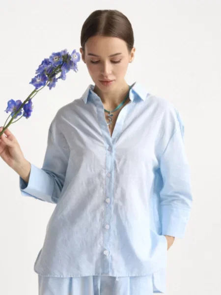 Сорочка Lilove льон/бавовна блакитний