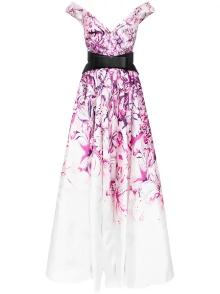 Sukienka Saiid Kobeisy w kwiatki z nadrukiem biała