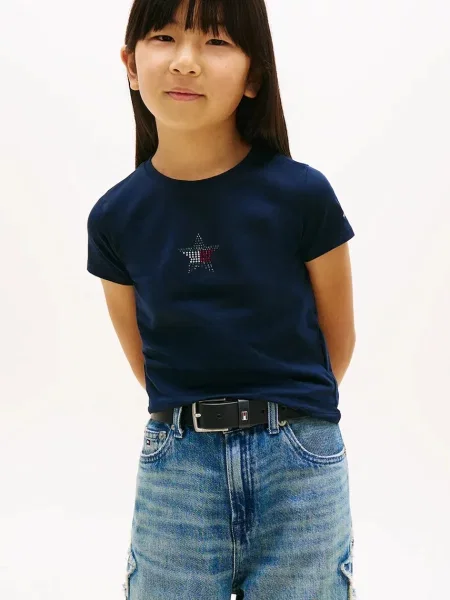 Tommy Hilfiger majica za djecu od pamuka s elastanom plava