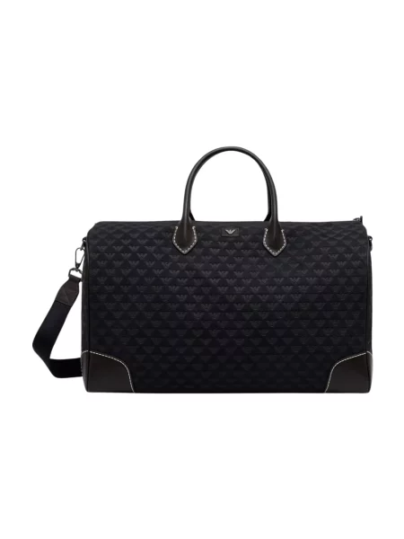 Emporio Armani torba podróżna skórzana niebieska