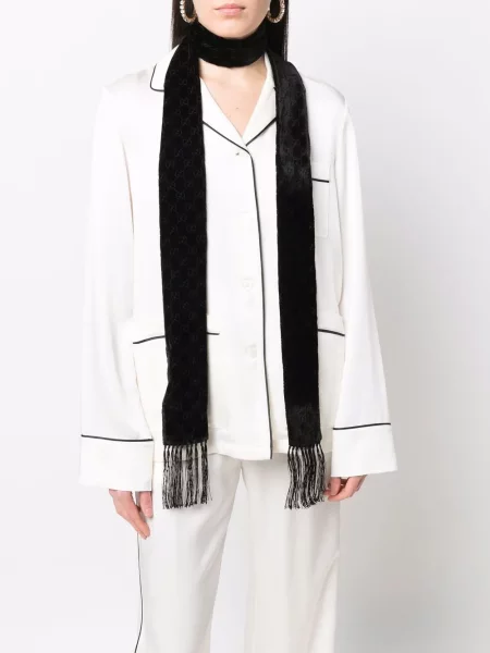 Fular Gucci cu franjuri negru
