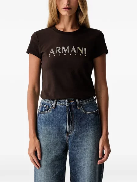 Scurt tricou Armani Exchange cu imagine maro