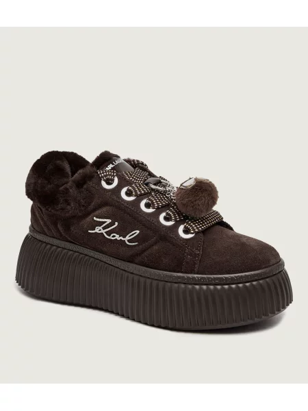 Karl Lagerfeld Kreeper sneakers pentru femei din piele întoarsă maro