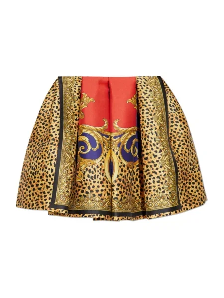 Jedwabna wielobarwność spódnica Versace żółta