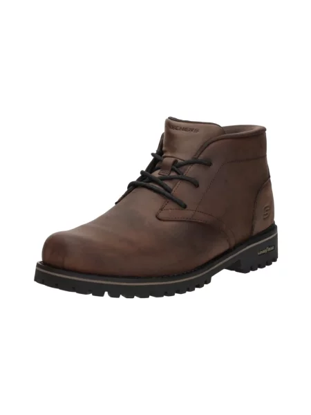 Botki Skechers skórzane brązowe